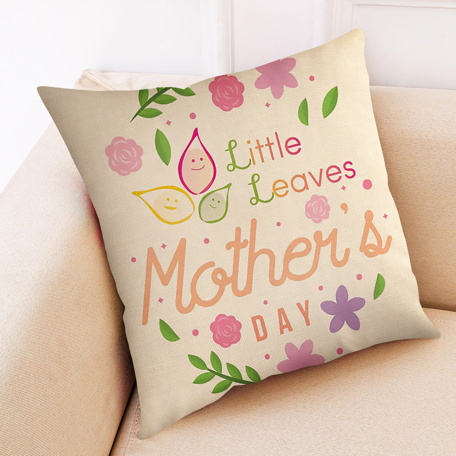 SDJMa Happy Mothers Day Pillow Covers 18x18 Inches Floral Letter Throw