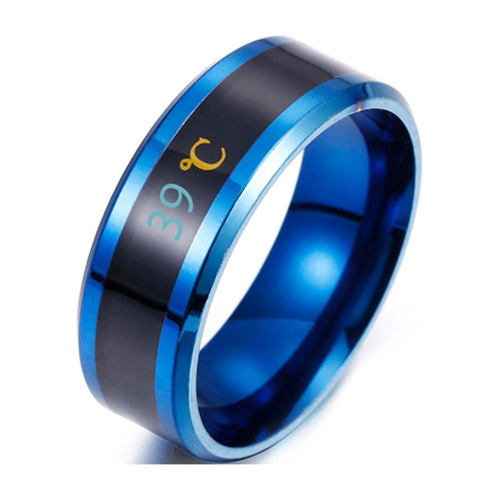 SDJMa Heart Mood Rings for Girls Titanium Color Temperature Couple Ring ...