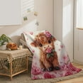 thumbnail image 1 of SDJMa Highland Cattle Throw Blanket, Soft Cozy Valentine's Day Flannel Blanket for Women, 27.5 x 40 Inches, 1 of 9