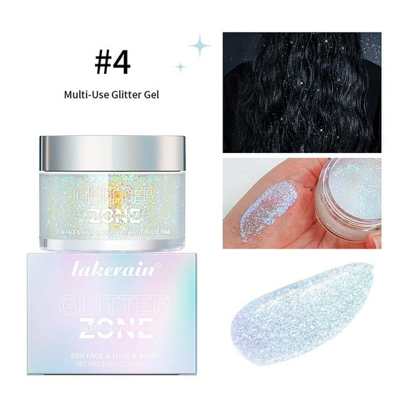 SDJMa Holographic Body Glitter Gel - Halloween Glitter Makeup for Face, Body, and Hair, Safe and Easy to Use, Perfect for Festivals Parties, Vegan & Cruelty Free (Silvery)