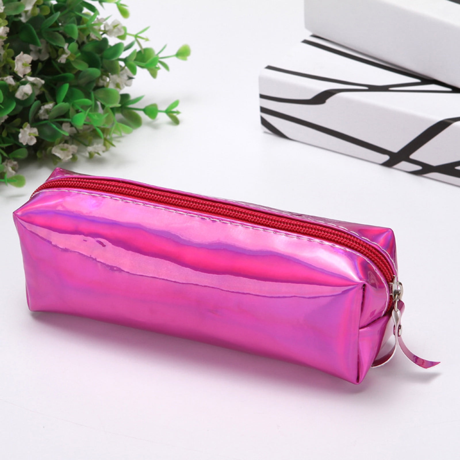 Sdjma Holographic Makeup Bags with Zipper Travel Cosmetic Bags Makeup Pouches Waterproof Pencil Case Toiletry Organizer Case for Home School Office