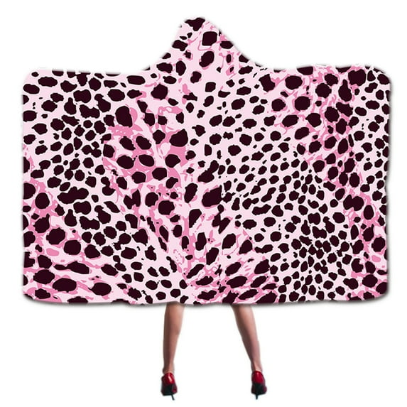 SDJMa Hood Wearable Blanket for Adult Women and Men, Super Soft Comfy Warm Plush Throw with Sleeves Tv Leopard Blanket Wrap Robe Hoodie Cover for Sofa, Couch