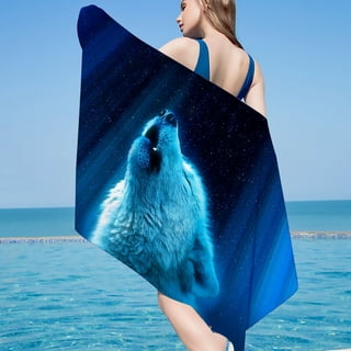 Wolf Bath Towel Bathroom Microfiber Large Beach Towels Native Tribal Animal  Watercolor Shower Towel Quick Dry