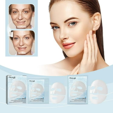 SDJMa Hyaluronic Acid B5 Face Mask, Deep Hydrating Facial Marks Skin Care for Dry Skin Moisturizing Face Sheet Mask for Women, Soothing & Brightening Facial Sheet Masks - 4 Sheets