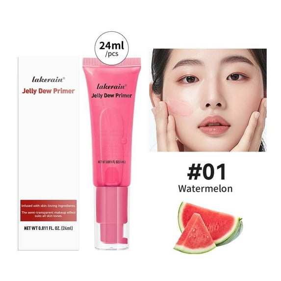 SDJMa Hydrating Face Primer Makeup Base Moisturizing Gel Makeup Primer For Flawless, Smooth Skin & Long-Lasting Makeup, Fills In Pores & Fine Lines, Vegan & Cruelty-Free (Watermelon)
