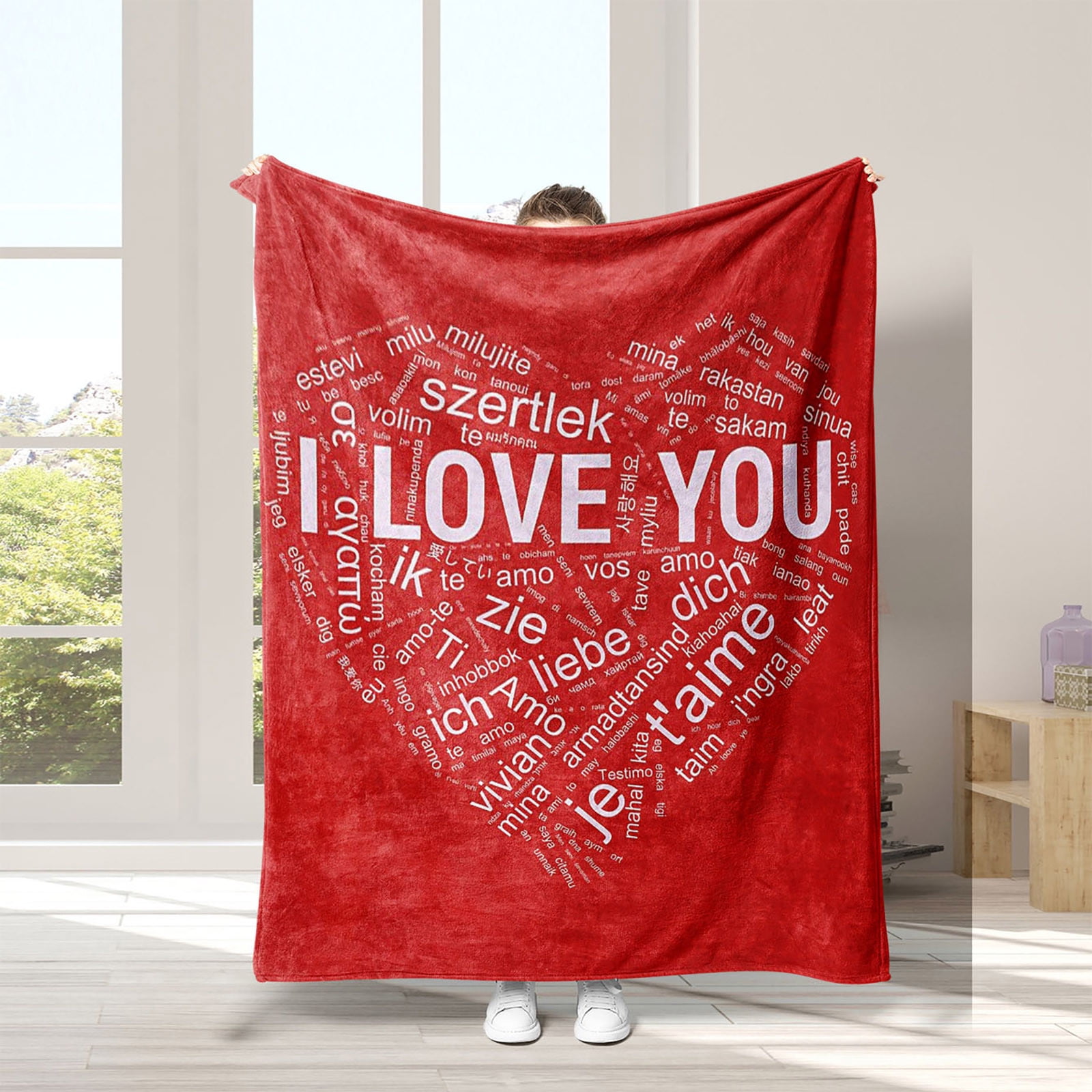 SDJMa I Love You Gifts Blanket, 100 Languages Blanket Gifts for Mom