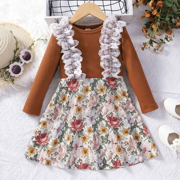 Vintage Floral Baby Girl Dress - Long Sleeve Cotton Fall & Thanksgiving Outfit For Toddlers
