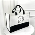 thumbnail image 1 of SDJMa Initial Printed Canvas Tote Bag, Personalized Shoulder Handbag with Inner Zipper Pocket & Cotton Handle, Open Beach Bag for Vacation, Present Bag for Wedding, Birthday, Holiday, 1 of 9