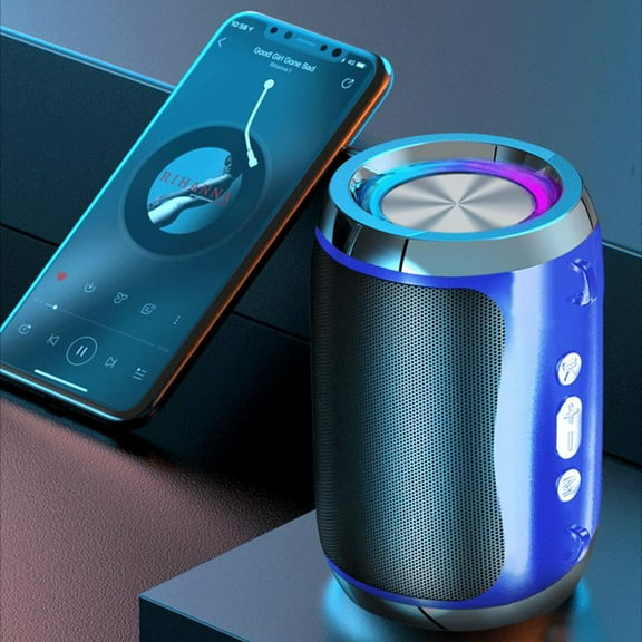 SDJMa Intelligent AI Voice Bluetooth 5.0 Audio Portable 3D HiFi Three-Dimensional Surround Sound 6H Playback Wireless Bluetooth Speaker Supports TF-Card and U-Disk Playback for Home,Party,Camping