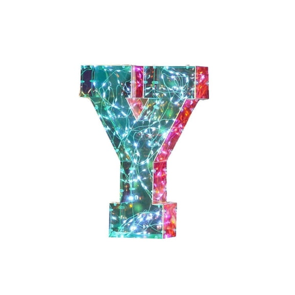 SDJMa Iridescent LED Marquee Letter Light, 7.87" Battery Operated Lighted Alphabet Letter Sign for Baby Shower Birthday Wedding Party Supplies Home Decor (Y)