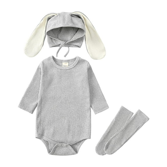 SDJMa Kids Boys Girls Animal Bunny Baby Romper Long Ear Rabbit Romper Sweatshirt Jumpsuit with Hat and Socks