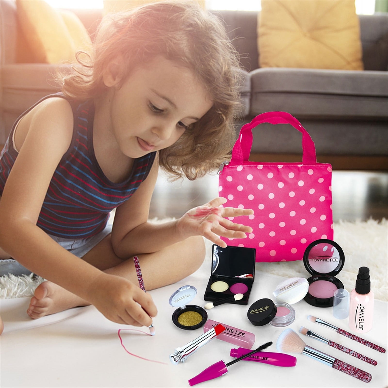 Washable Makeup Toy Set for Girls , Princess Play Makeup Set for 5 6 7 8 9 10 Years Old, Beauty Gift Set for Birthday Christmas with Reusable Cosmetic