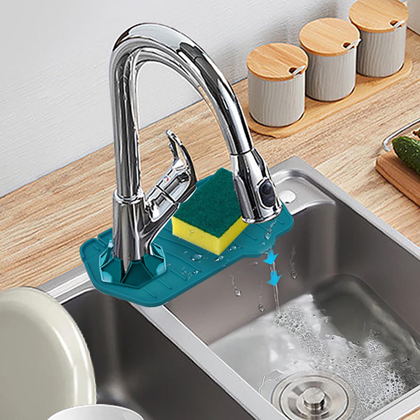 Extended Silicone Splash Catcher For Sink Faucet Kitchen Wrapround Sink  Splash Guard Mat Silicone Bathroom Faucet Drip Catcher Countertop Protector  Dr