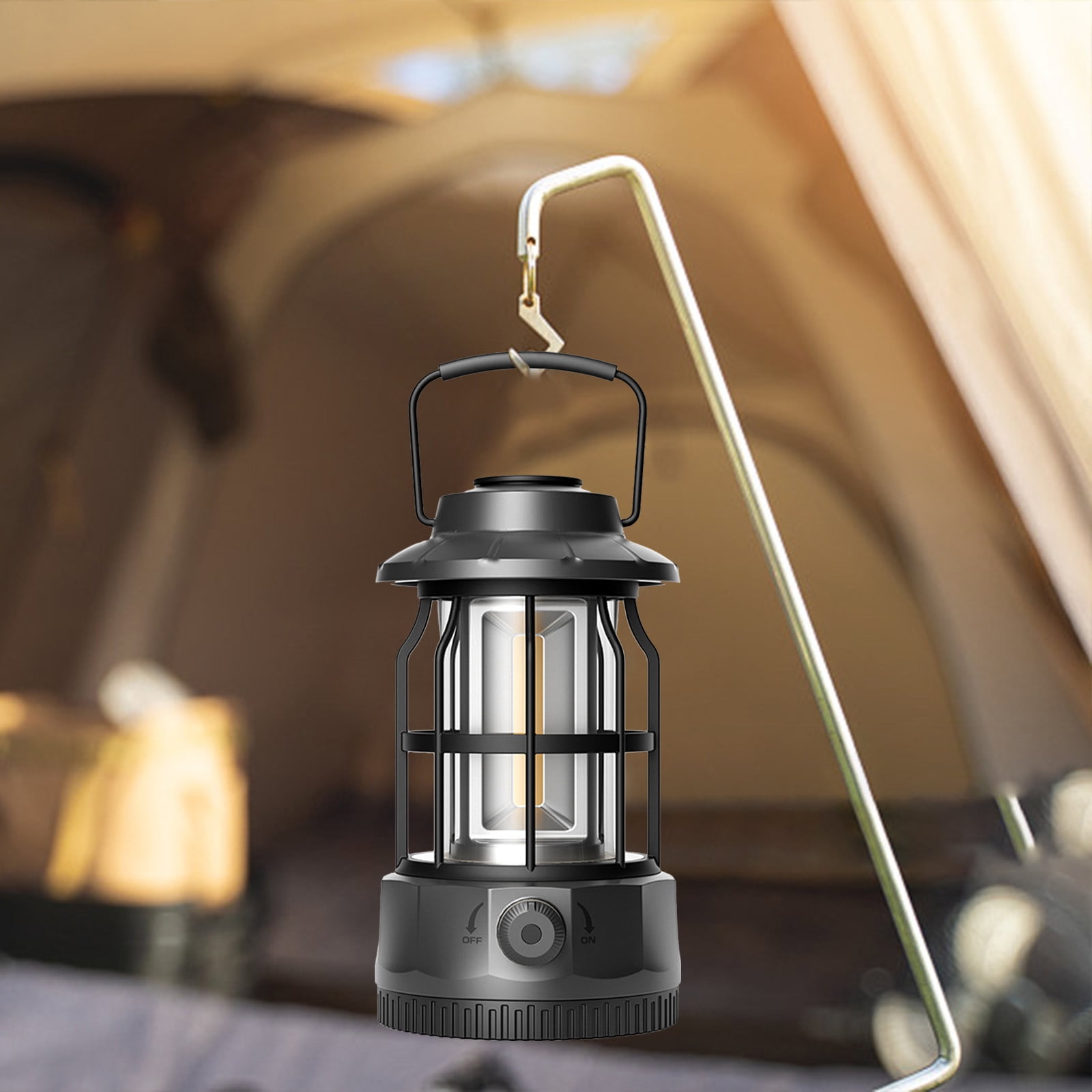 Sdjma LED Vintage Horse Lantern, Battery Powered Camping Lantern, Dimmable Tabletop Lantern Decor, Portable Outdoor Hanging Tent Light for Camping