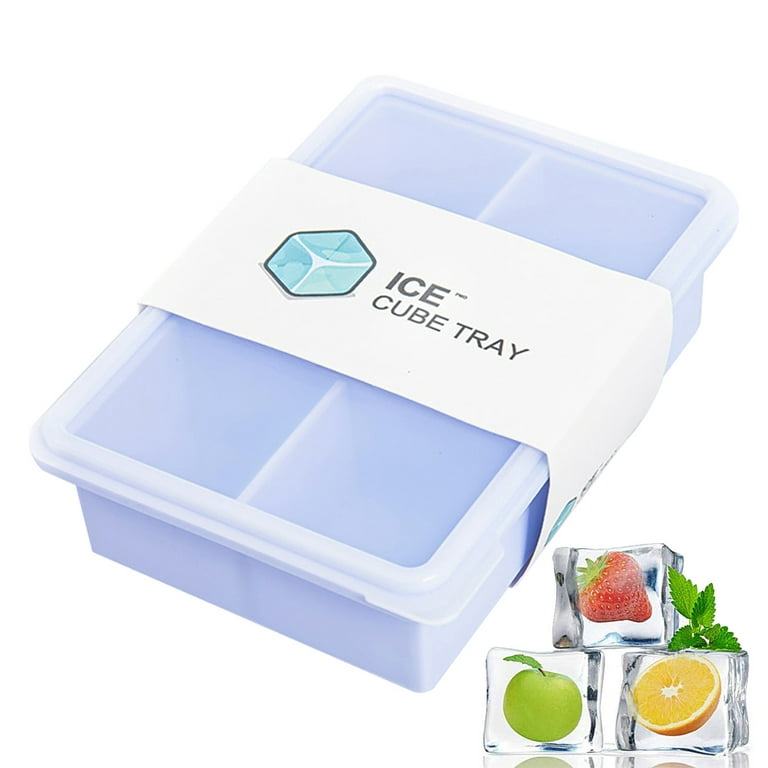  Large Square Ice Cube Trays for Freezer with Lid-6