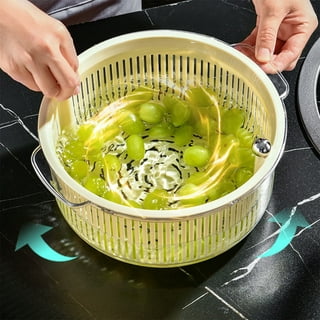 Salad Spinner, Multipurpose Lettuce Spinner Vegetable Washer Egg Beater  with Bowl Colander Basket and Easy Grip Handle for Veggie Fruit Drying, Pink