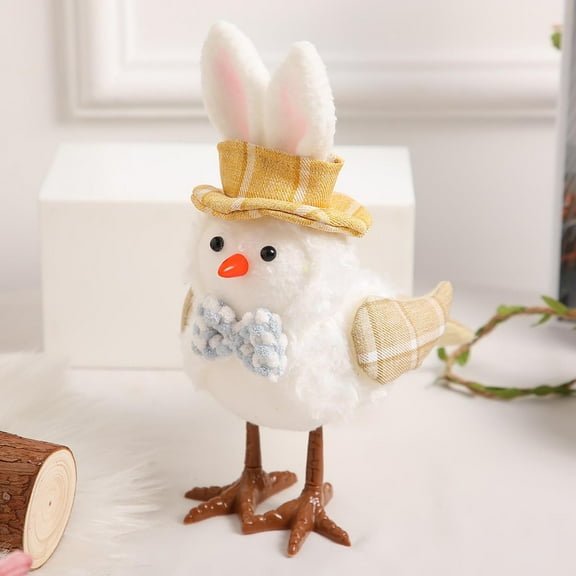 SDJMa Light Up Easter Bird Decorations, Cute Lighted Standing Easter Bunny Bird Plush Doll Table Centerpiece for Spring Easter Holiday Party Farmhouse Home Tiered Tray Decor