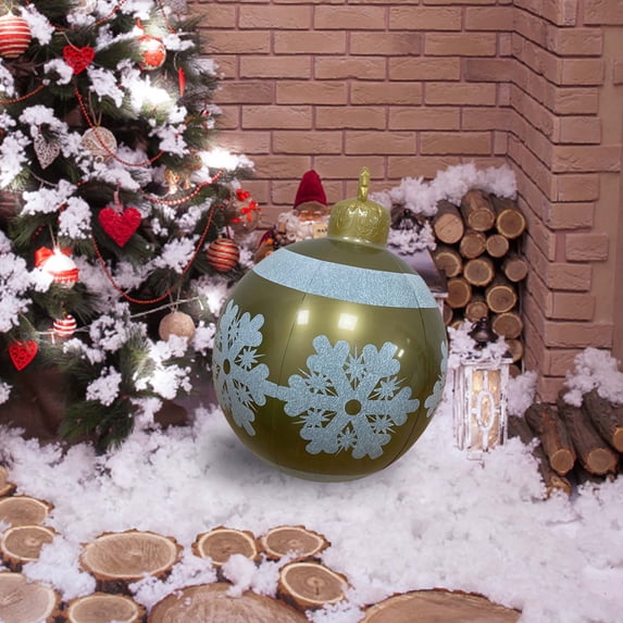 SDJMa Light Up PVC Inflatable Christmas Ball 23.6" Remote Inflatable Christmas Ball Glowing in The Dark Large Inflatable Decorated Ball for Christmas Yard Decoration,Indoor Outdoor Lawn Decor