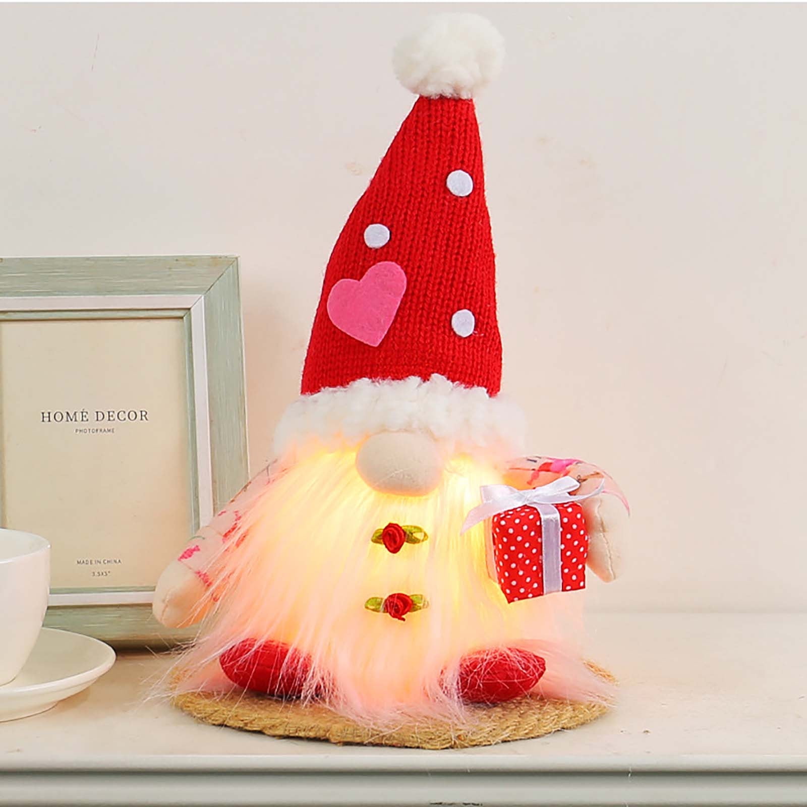 SDJMa Lighted Valentine's Day Gnomes, Plush Light Up Heart Gnomes with ...