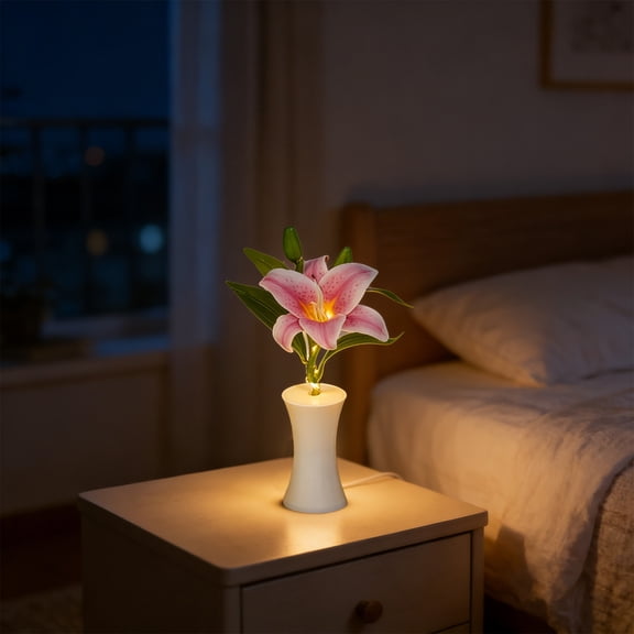 SDJMa Lily Flower Lamp, Battery Operated 3D Flower Night Light, Mother’s Day Birthday Gifts for Women Mom Sister Girlfriend