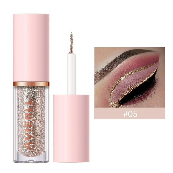 SDJMa Liquid Glitter Eyeliner - Metallic Shimmer White Diamond Eye Liner Stick - Waterproof Long Lasting Quick Drying High Pigmented Sparkle Eyeshadow (E)