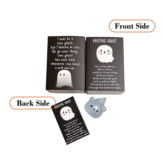 SDJMa Luminous Halloween Mini Positive Ghost Figurine, Glow in Dark Miniature Ghost Resin Statue with Positive Box for Halloween Basket Stuffer Home Office Table Decor, 1.1x0.9 inch, 1 Pc