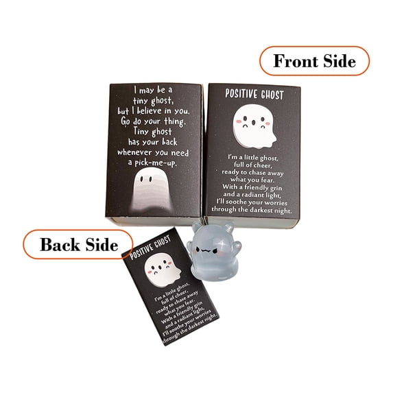 SDJMa Luminous Halloween Mini Positive Ghost Figurine, Glow in Dark Miniature Ghost Resin Statue with Positive Box for Halloween Basket Stuffer Home Office Table Decor, 1.1x0.9 inch, 1 Pc