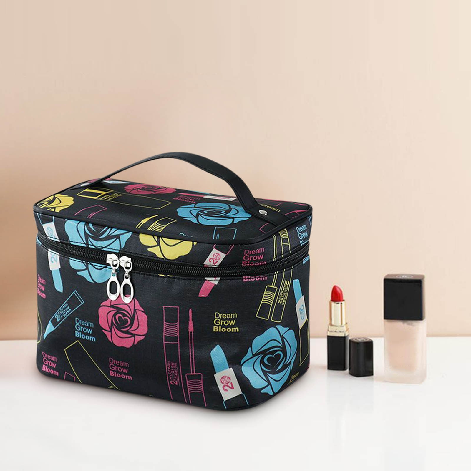 SDJMa Makeup Bag, 5.9"x6.3"x8.7" Large Capacity Travel Cosmetic Bag