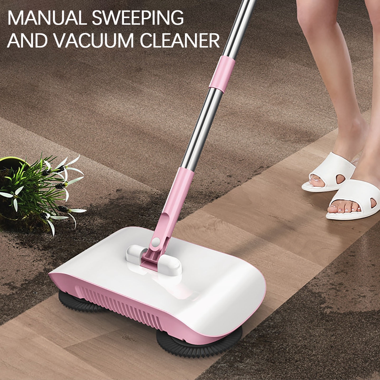 SDJMa Manual Hand Push Mop Vacuum Cleaner Floor Sweeper for Hardwood Surfaces,Wood Floors