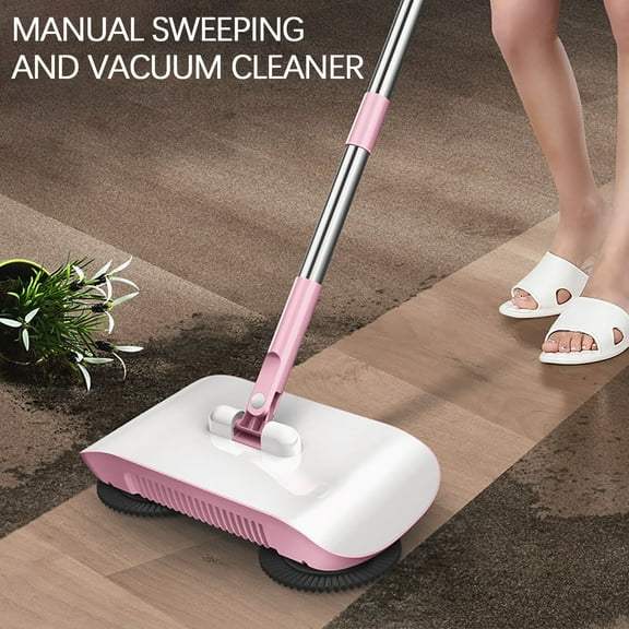 SDJMa Manual Hand Push Mop Vacuum Cleaner Floor Sweeper for Hardwood Surfaces,Wood Floors,Laminate,Tile - Clean Dust Pet Hair - No Noise,Non-Electric - 40in Long Detachable Rod