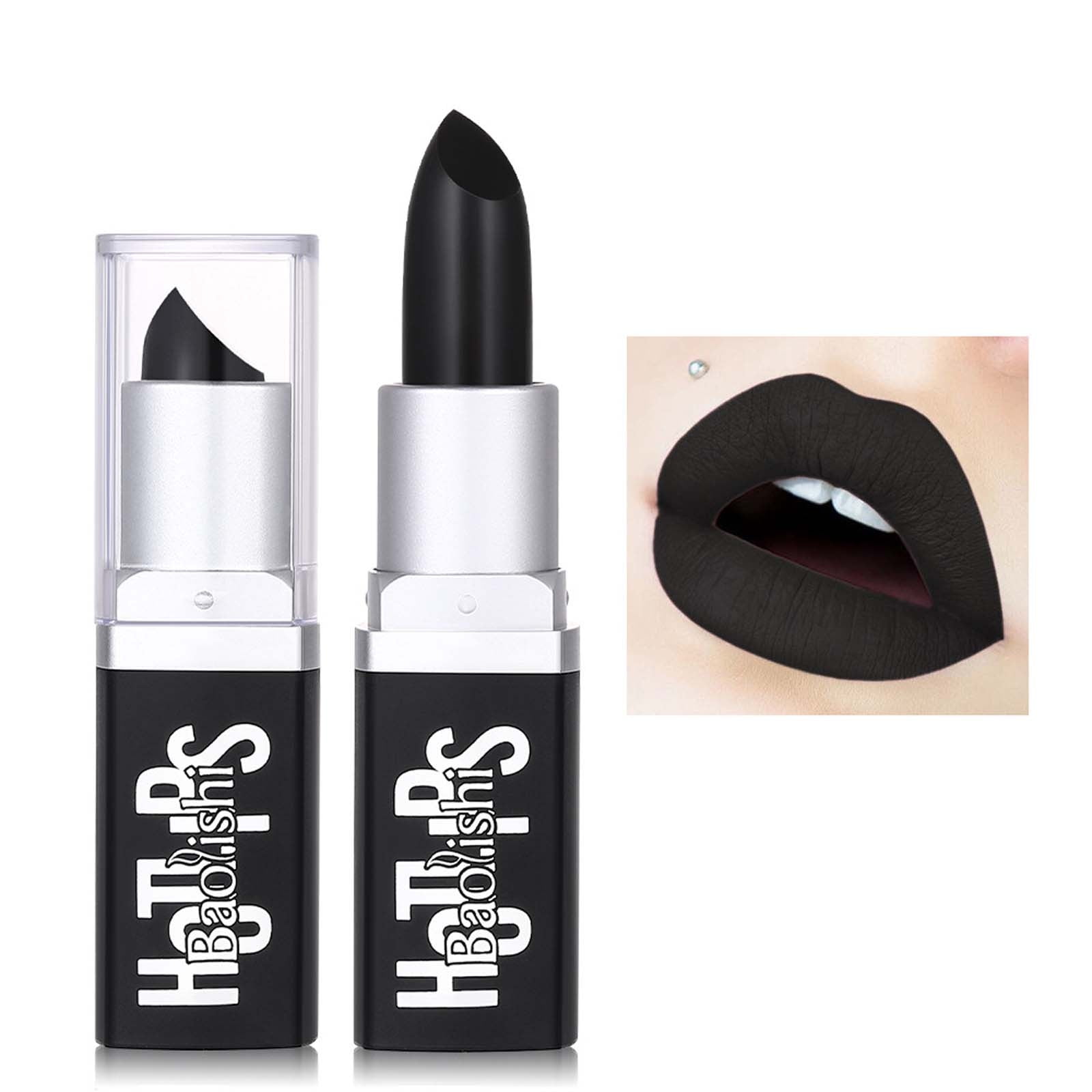 Mattschwarzer Lippenstift Set – 2 Stück, Langanhaltend & Wasserfest Für Halloween & Gothic-Looks