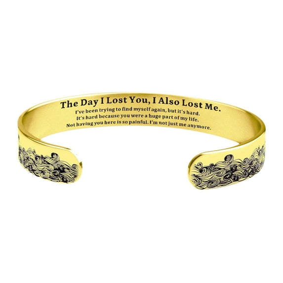 SDJMa Memorial Bracelet, Stainless Steel Wave Engraved Cuff Bracelet Bangle, for Loss of Loved One Husband Wife Mother Dad Son Daughter Bereavement Sympathy Gift