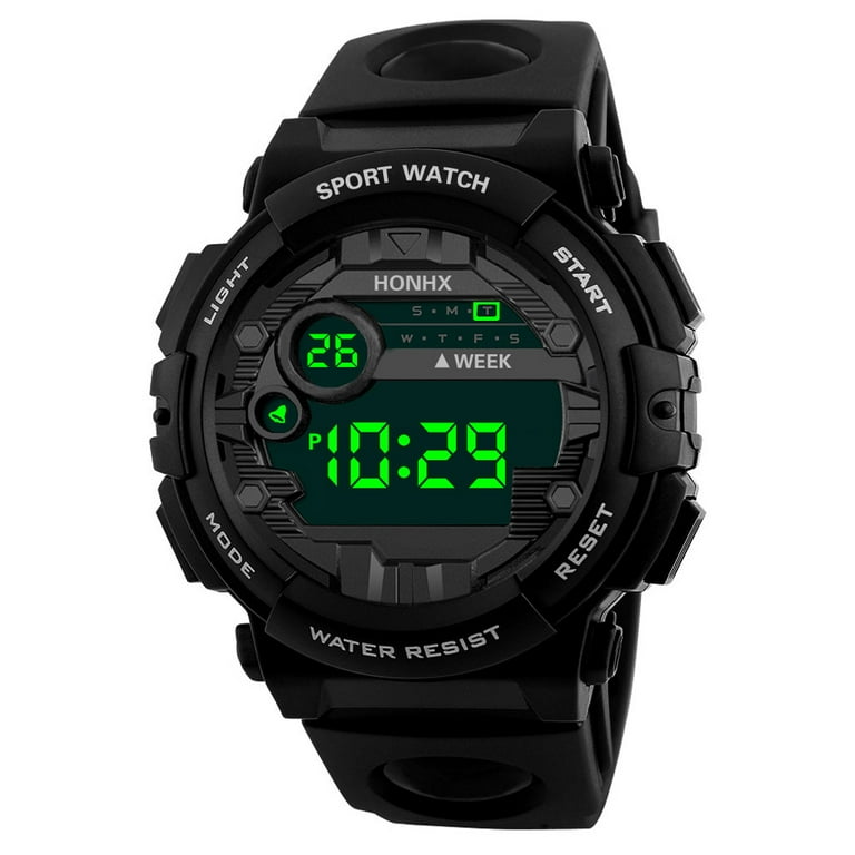 SDJMa Men s Digital Sports Watch Military Electronic Waterproof Wrist Watches for Men with Stopwatch Alarm LED Backlight Black Walmart