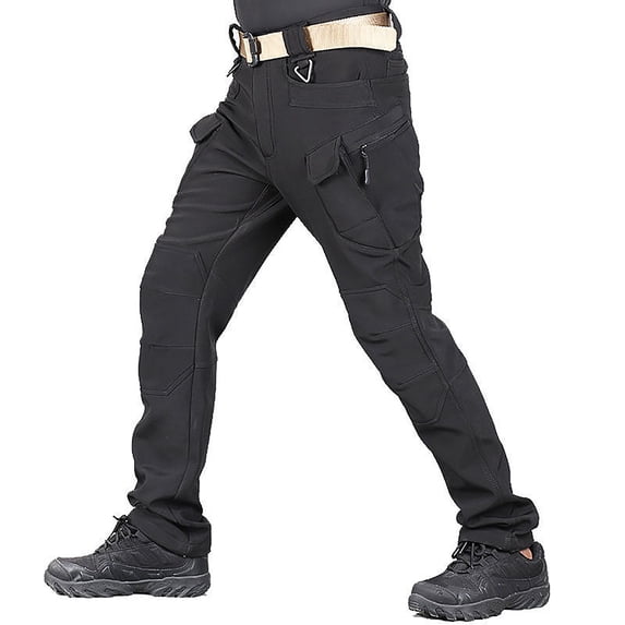 SDJMa Men's Snow Ski Hiking Cargo Pants Outdoor Waterproof Windproof Softshell Fleece Snow Pants