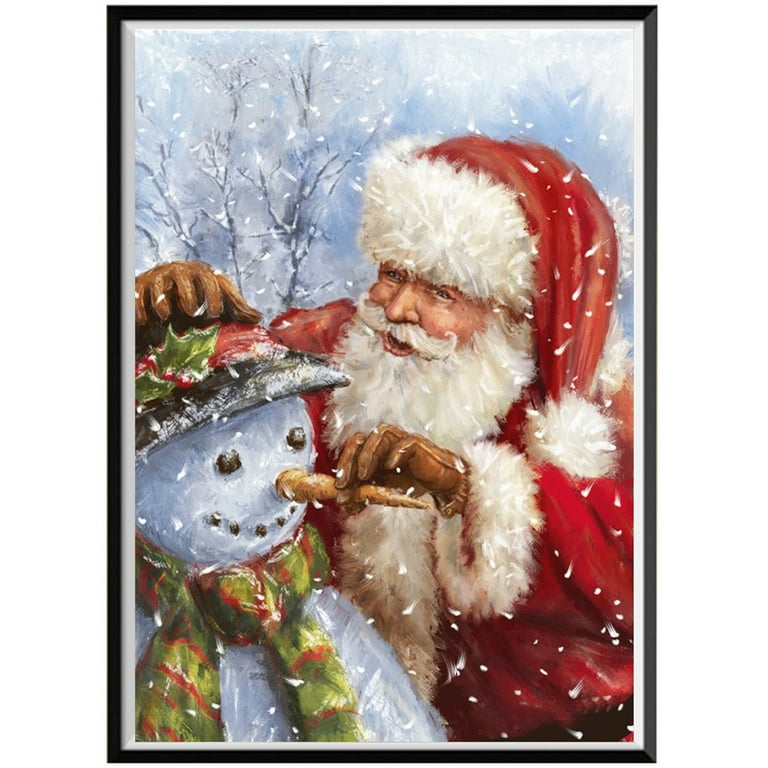 SDJMa Christmas Diamond Painting Kits for Adults,Santa Claus Diamond Art  Kits,Snowman 5D Paint with Diamond Full Round Drill Gem Art,Christmas  Winter Snowflake Diamond Art Painting Kits（12*16”） 