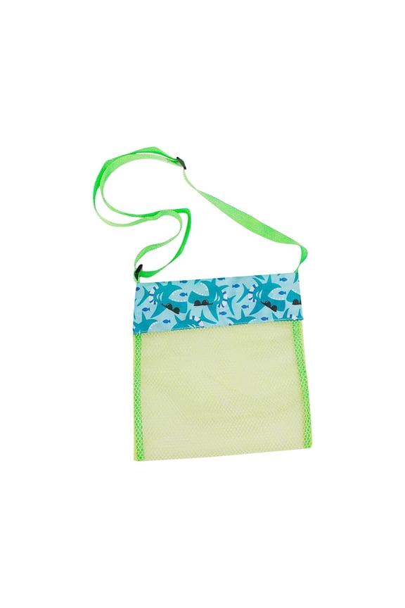 Mesh Beach Bag Shell & Pebble Collection Tote Bag with Adjustable Strap for Kids, Beach Play Bags for Easy Sand Leaks, Beach Toy Storage Bags Cross Bag for Boys and Girls