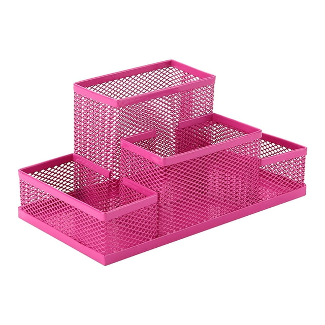 SDJMa Mesh Pen Pencil Holder with Post It Note Holders Desk Organizer