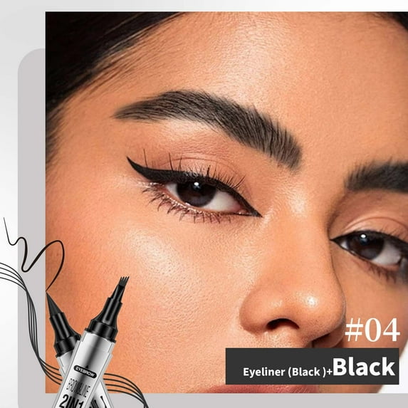 SDJMa Microblading Eyebrow Pen ,Eyebrow Pencil 2-in-1 Dual-Ended Eye Brow Pencils for Women with 4-Fork-Tip & Precise Brush-Tip,Eyebrow Makeup for Natural and Hair-Like Effect Brows (D)