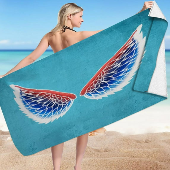 SDJMa Microfiber Angel Wings Print Beach Towels, 35"x70" Oversized Bohemian Beach Towel, Sand Free Quick Dry Bath Towel, Super Absorbent Bathroom Towel for Men, Women, Travel, Swim