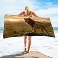 thumbnail image 1 of SDJMa Microfiber Beach Towels, Oversized, Quick Dry (30" x 60") Sand Proof, Absorbent, Compact, Beach Blanket, Lightweight Towel for The Swimming, Sports, Beach, Gym-Lion Printed, 1 of 5