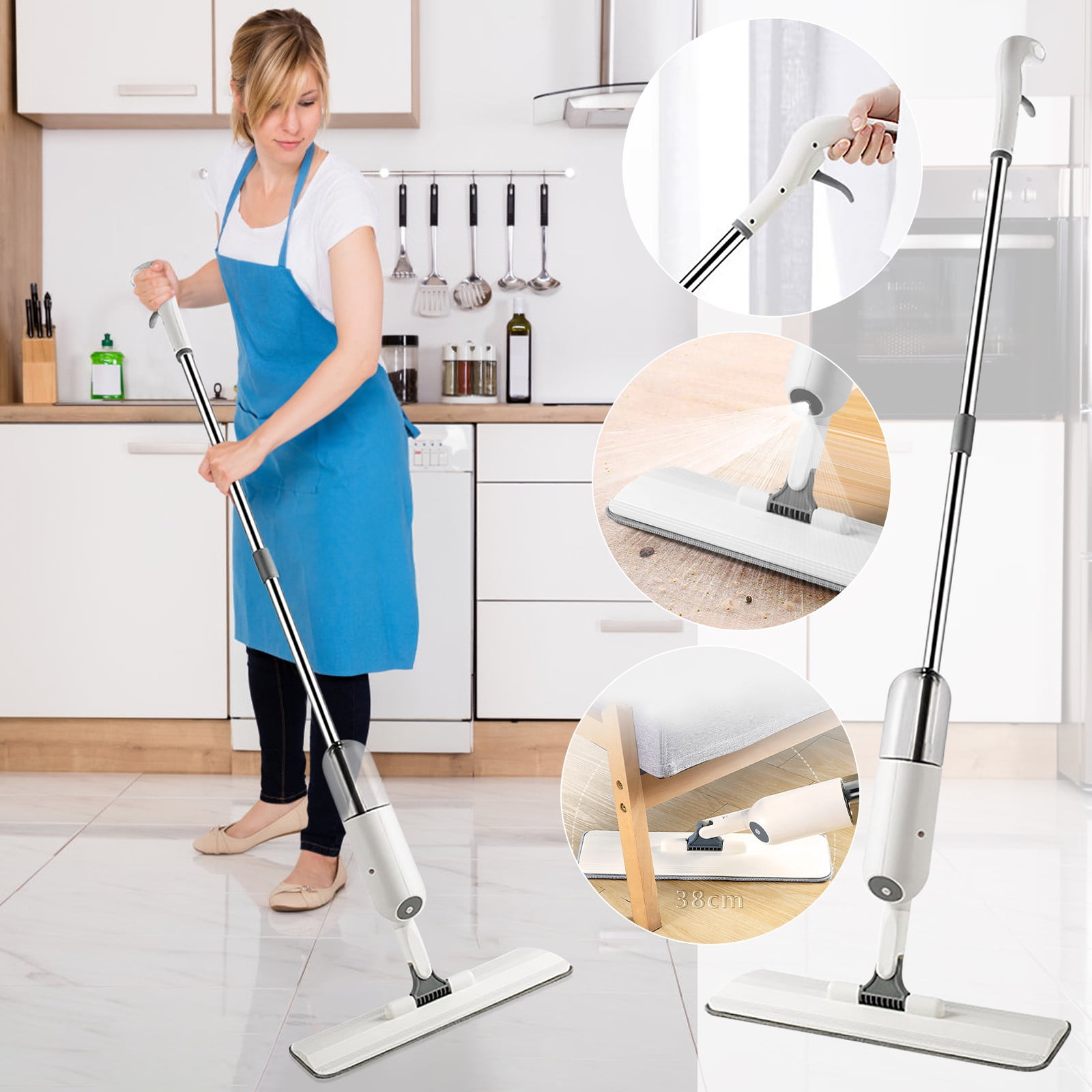 SDJMa Microfiber Spray Mop for Floor Cleaning Wet Dry Mop, 360 Degree