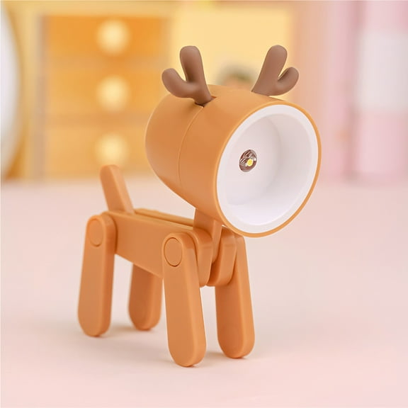 SDJMa Mini LED Desk Lamp Cute Small Phone Holder,Dog Shape Night Light Adjustable Phone Stand,Portable Reading Table Night Lamp for Kids Students