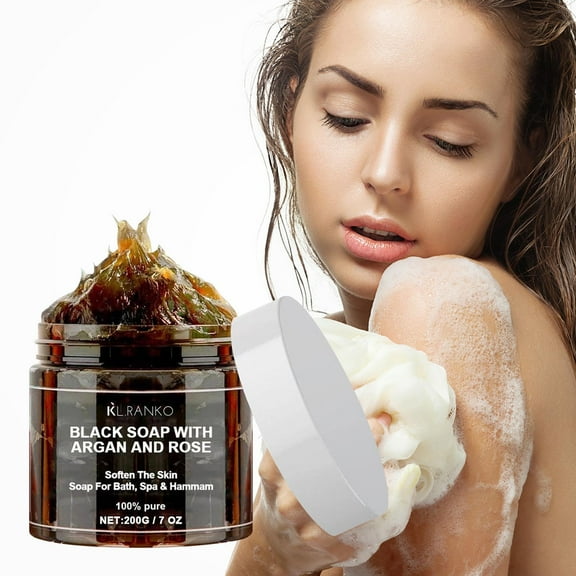 SDJMa Moroccan Black Soap, Body Scrub,100% natural,Pure & Natural, Purifying, Cleansing, exfoliating 236g
