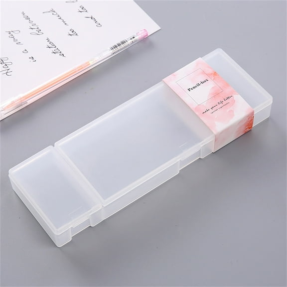 SDJMa Multi-Functional Waterproof Pencil Case with Small Compartment, Plastic Translucent Frosted Pen Pencil Case Students Stationery Storage Box for Pens Pencils Markers