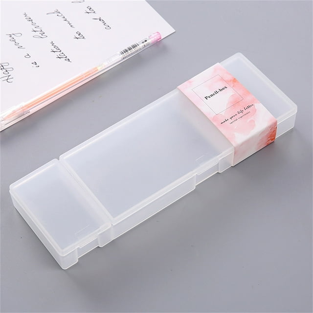 SDJMa Multi-Functional Waterproof Pencil Case with Small Compartment, Plastic Translucent Frosted Pen Pencil Case Students Stationery Storage Box for Pens Pencils Markers