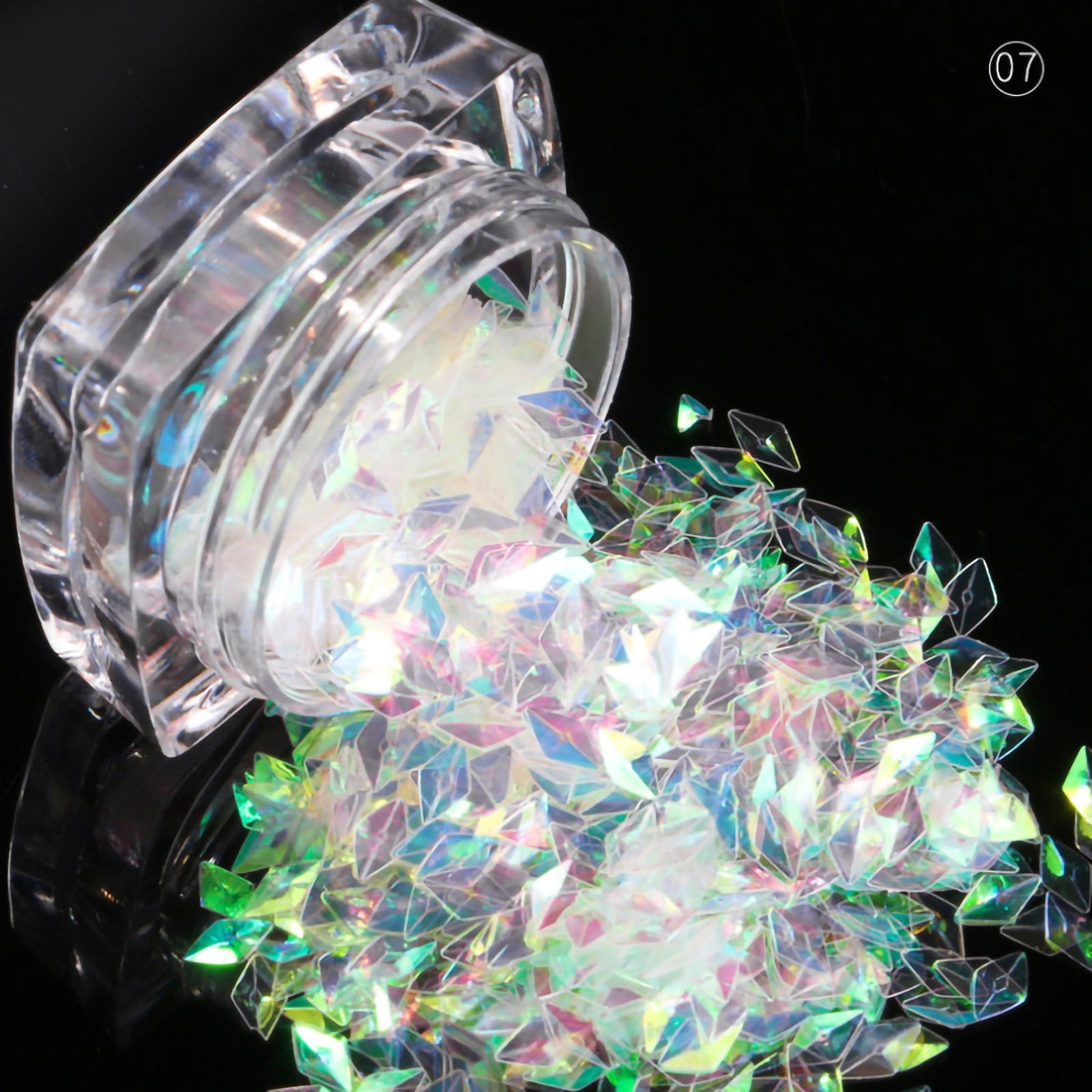 SDJMa Nail Art 3D Rhombus Glitter Sequins Diamond Shape Design Shiny