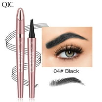 SDJMa New Eyebrow Pencil,3D 4 Fork Tip Eyebrow Pen Microblading Brow Pencil, Precise Brow Pen Makeup, 24 Hours Water-proof & Smudge-proof Natural Hair Like Brows (Black)