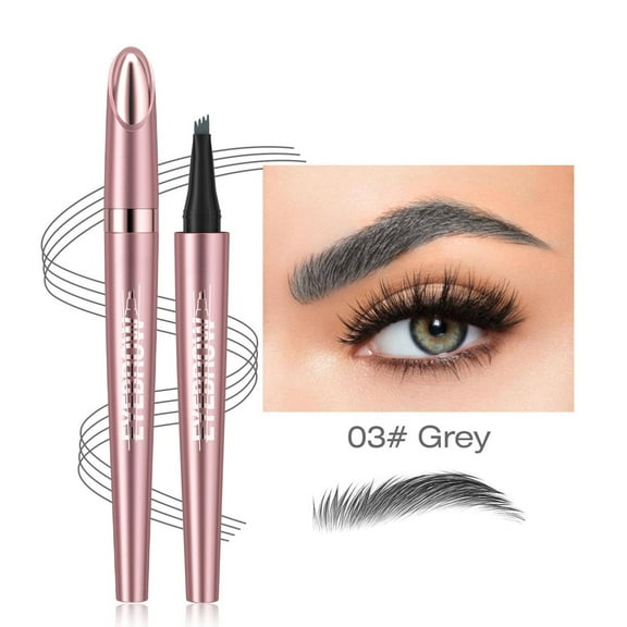 SDJMa New Eyebrow Pencil,3D 4 Fork Tip Eyebrow Pen Microblading Brow Pencil, Precise Brow Pen Makeup, 24 Hours Water-proof & Smudge-proof Natural Hair Like Brows (Gray)