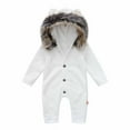 thumbnail image 1 of SDJMa Newborn Baby Boys Girls Knit Romper Long Sleeve Solid Color Button Down Hooded Jumpsuit Sweater Fall Winter Clothes, 1 of 8
