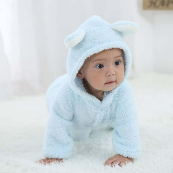SDJMa Newborn Baby Fleece Romper One Piece Footies Jumpsuit Bear Hoodies Jumpsuit Infant Long Sleeve Warm Jumpsuit Outfits
